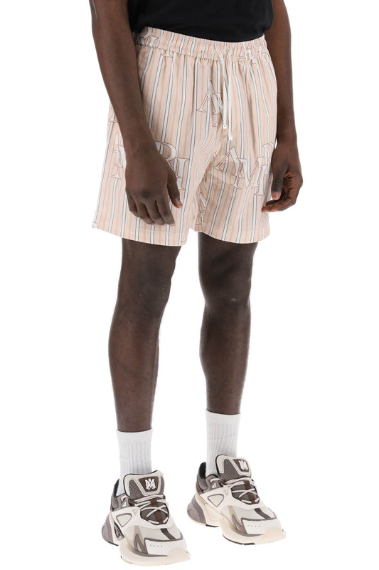 Amiri stripe technical poplin bermuda shorts with logo  "striped Short trousers Amiri