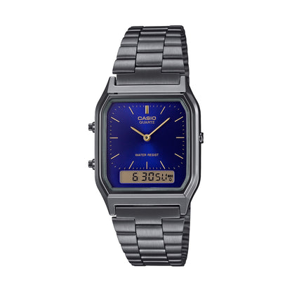 CASIO VINTAGE Mod. EDGY COLLECTION SUNRAY DIAL - GUN METAL NIGHT BLUE WATCHES