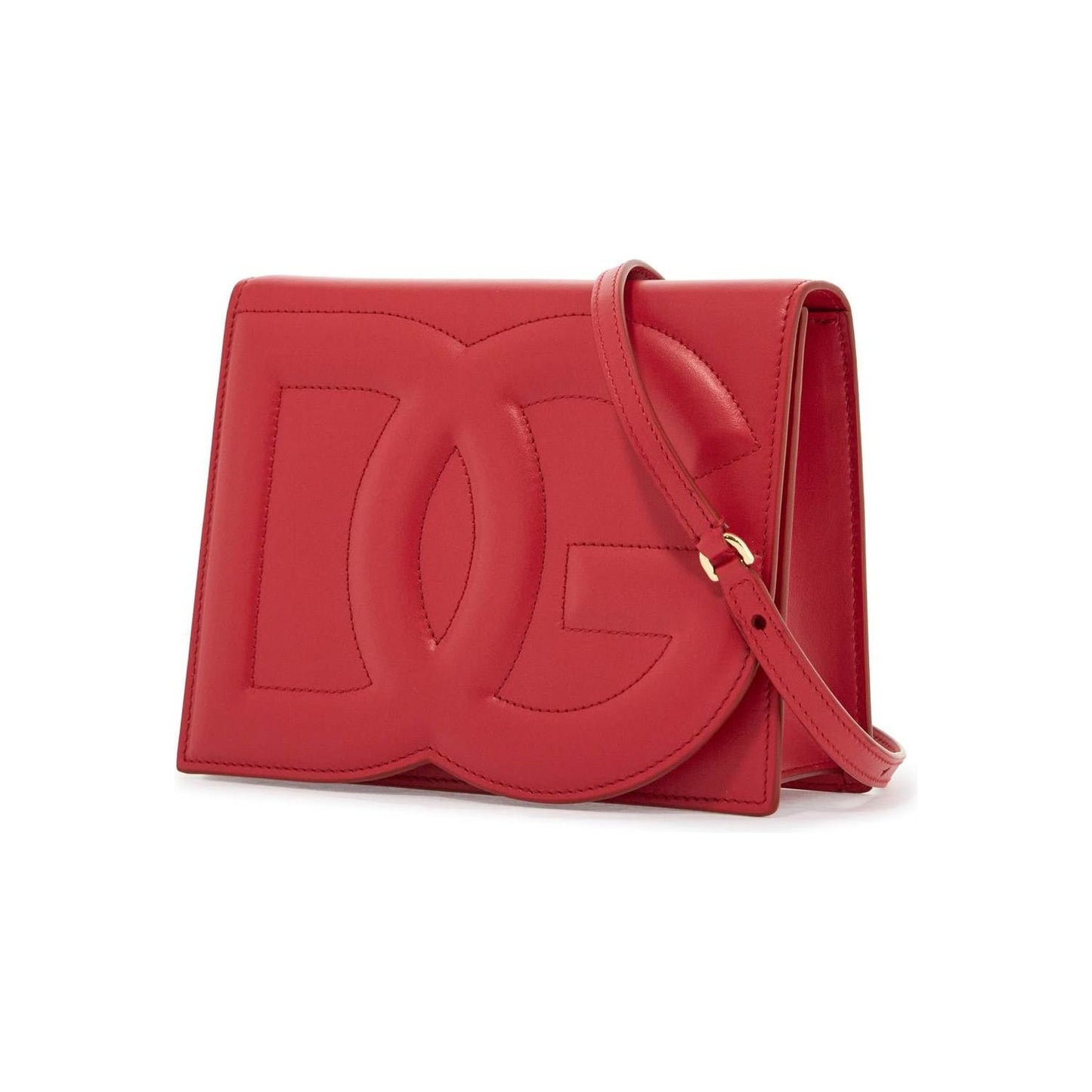 Dolce & Gabbana red calfskin shoulder bag with 3d logo Handbag Dolce & Gabbana