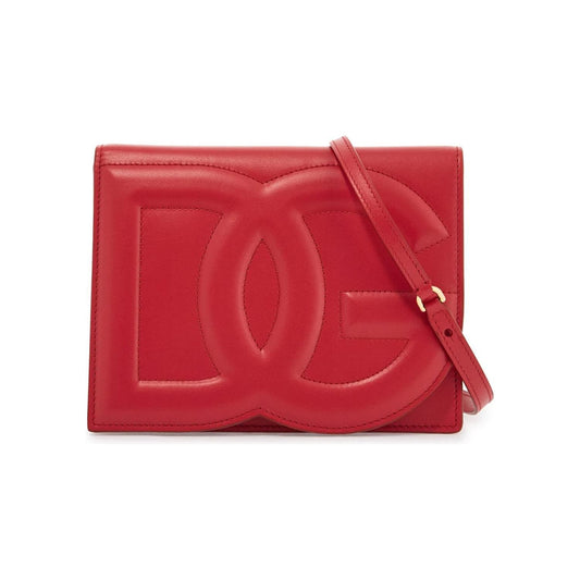 Dolce & Gabbana red calfskin shoulder bag with 3d logo Handbag Dolce & Gabbana