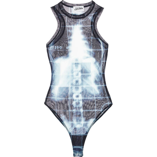 JEAN PAUL GAULTIER body in black polyamide with x-ray print Topwear JEAN PAUL GAULTIER