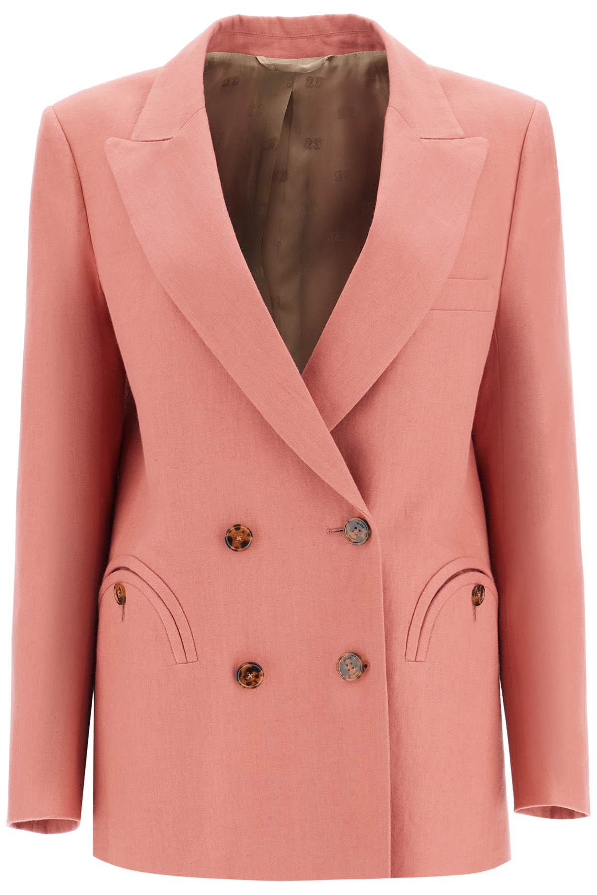 Blaze Milano coral linen single-breasted blazer with turtle style buttons Jackets Blaze Milano