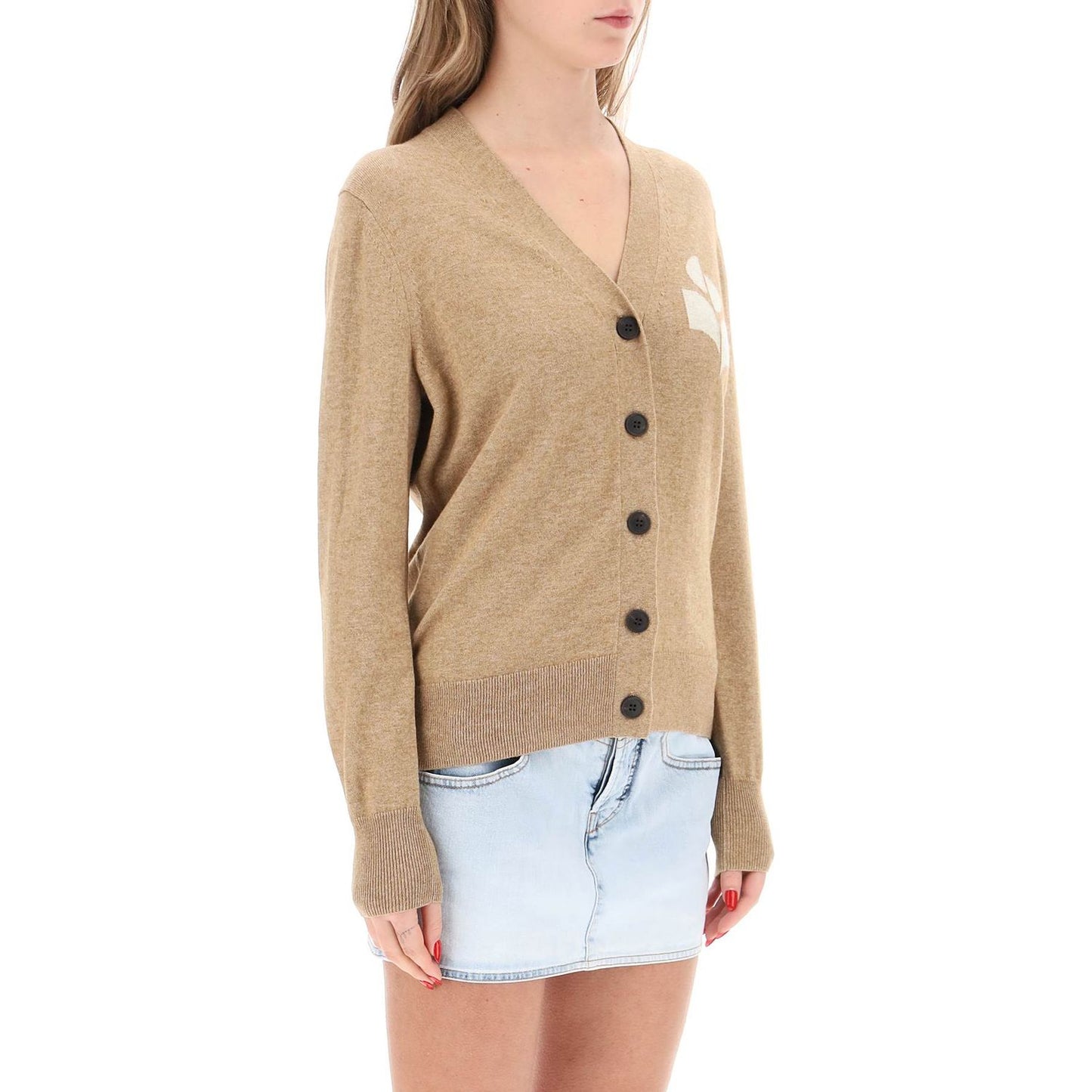 Isabel Marant Etoile karin cardigan with logo intarsia