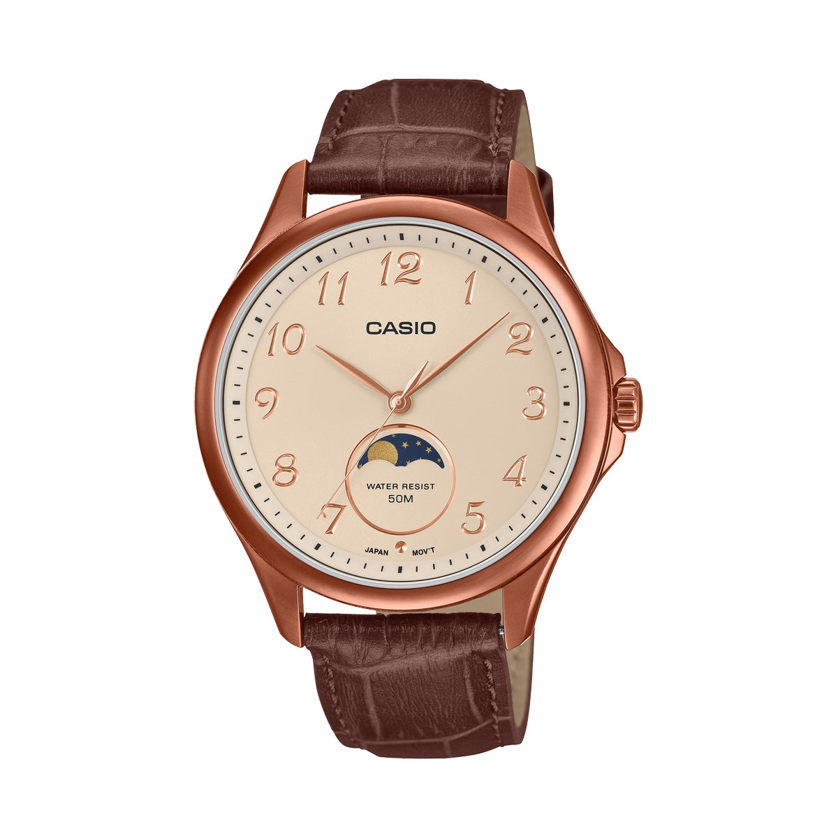CASIO COLLECTION Mod. MOONPHASES - LEATHER, BRONZE