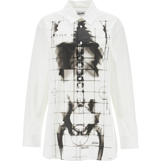 JEAN PAUL GAULTIER white cotton shirt with skeleton print front and back