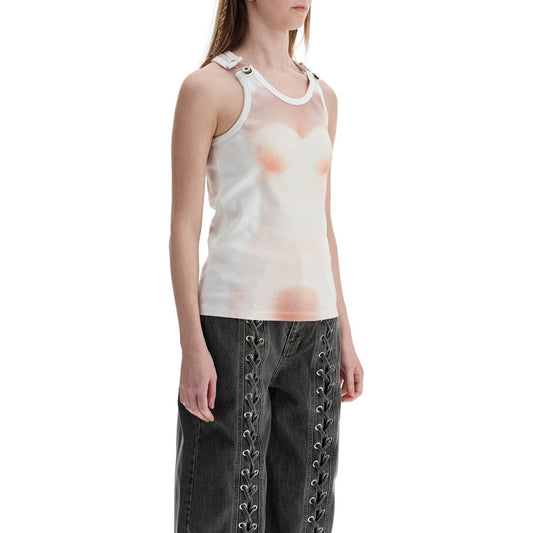 JEAN PAUL GAULTIER white cotton top with leather print le classique Topwear JEAN PAUL GAULTIER