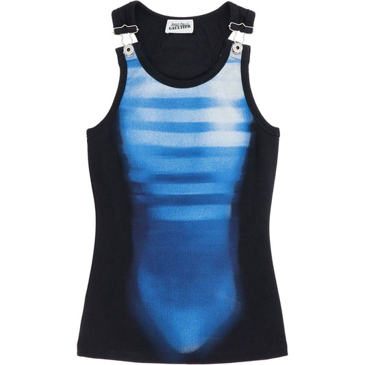 JEAN PAUL GAULTIER sleeveless blue cotton striped top le male with wide neckline Topwear JEAN PAUL GAULTIER