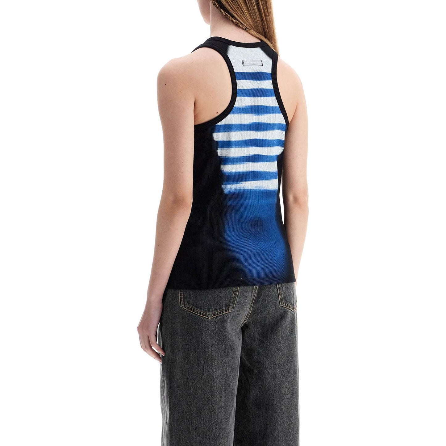 JEAN PAUL GAULTIER sleeveless blue cotton striped top le male with wide neckline Topwear JEAN PAUL GAULTIER