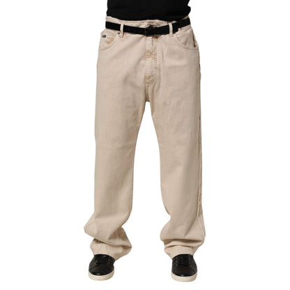 Dolce & Gabbana Beige Cotton Straight Denim Trouser Jeans
