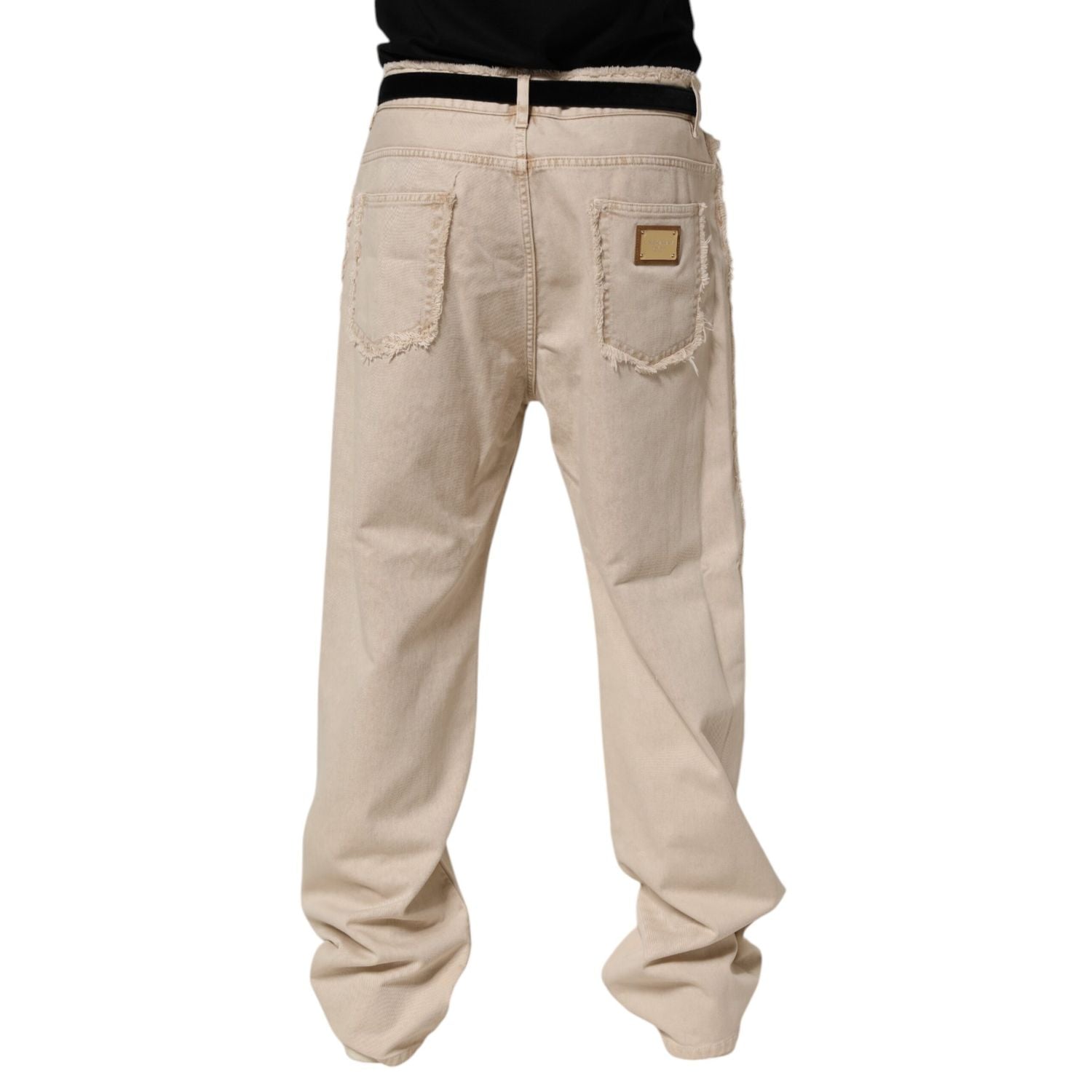 Dolce & Gabbana Beige Cotton Straight Denim Trouser Jeans