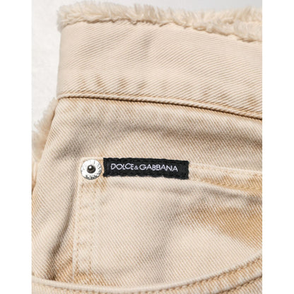 Dolce & Gabbana Beige Cotton Straight Denim Trouser Jeans