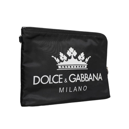 Dolce & Gabbana Black DG Milano Print Nylon Pouch Clutch Bag