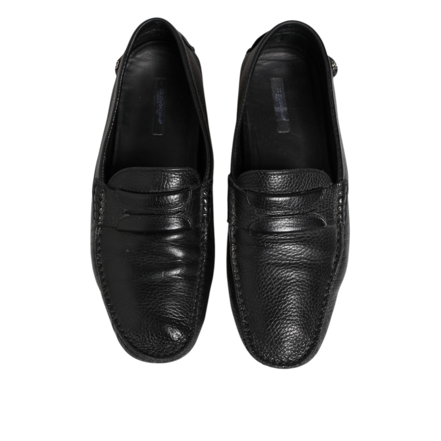 Dolce & Gabbana Black Leather Slip On Mocassin Loafer Shoes