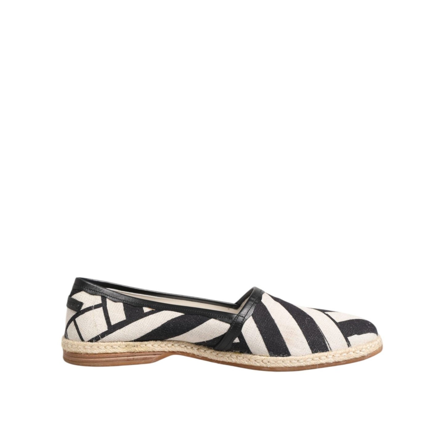 Dolce & Gabbana Black White Stripes Flat Espadrille Shoes