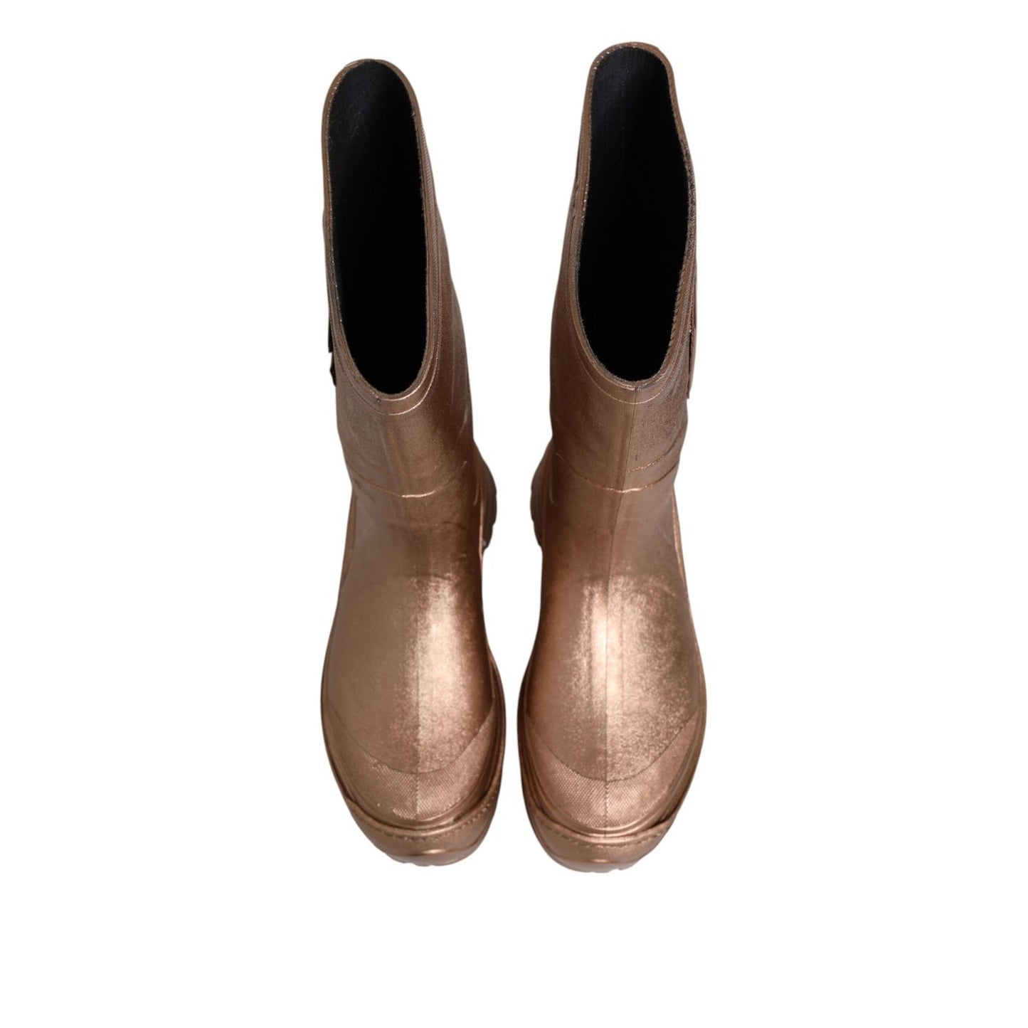 Dolce & Gabbana Metallic Gold Pull On Rain Boots Shoes