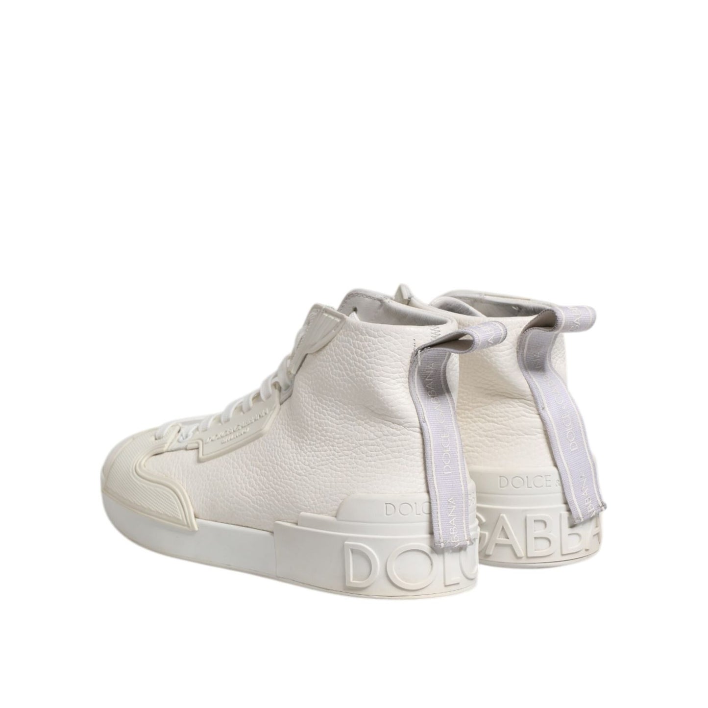 Dolce & Gabbana White Leather Mid Top Sneakers Shoes