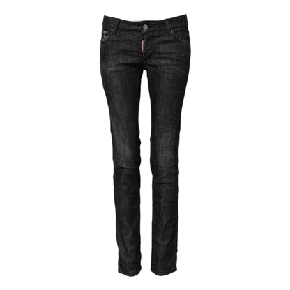 Dsquared² Black Cotton Low Waist Skinny Denim Jeans