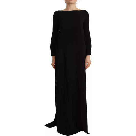 Dsquared² Black Long Sleeves Side Slit Floor Length Dress 1728,67345645728,Black,Clothing,Dresses - Clothing,Dresses - Women - Clothing,Dsquared²,IT40|S,Long - Dresses - Clothing,Longsleeve - Dresses - Clothing,Material: 97% Viscose 3% Elastane,Preowned /