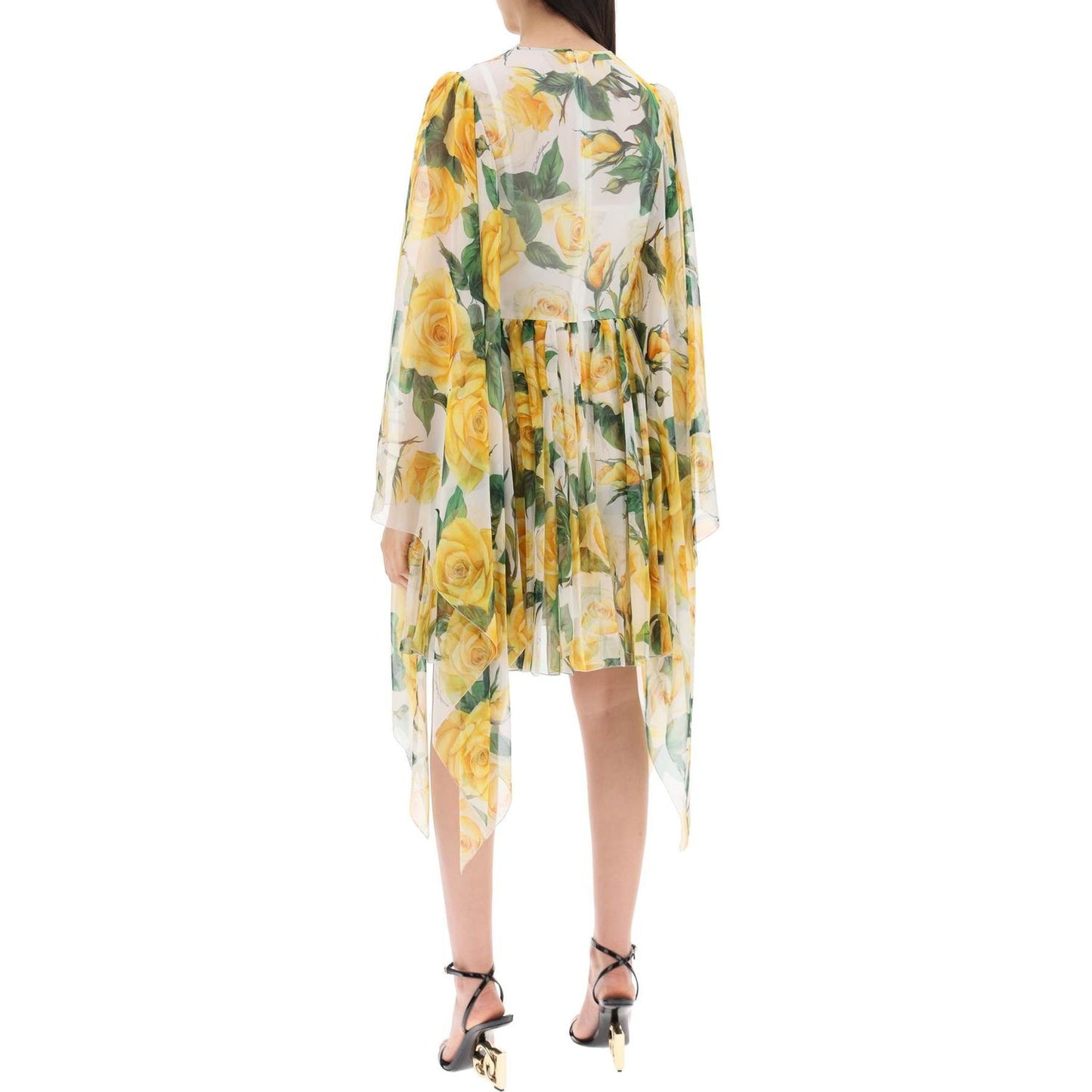 Dolce & Gabbana "short silk chiffon dress with yellow rose print" Dresses Dolce & Gabbana