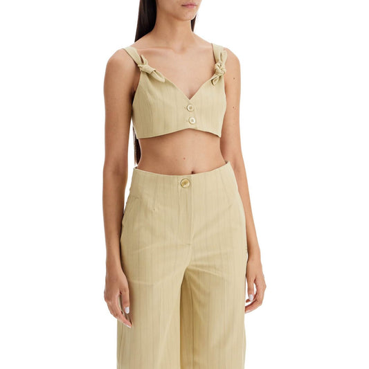 Ganni striped crop top with knots Topwear Ganni