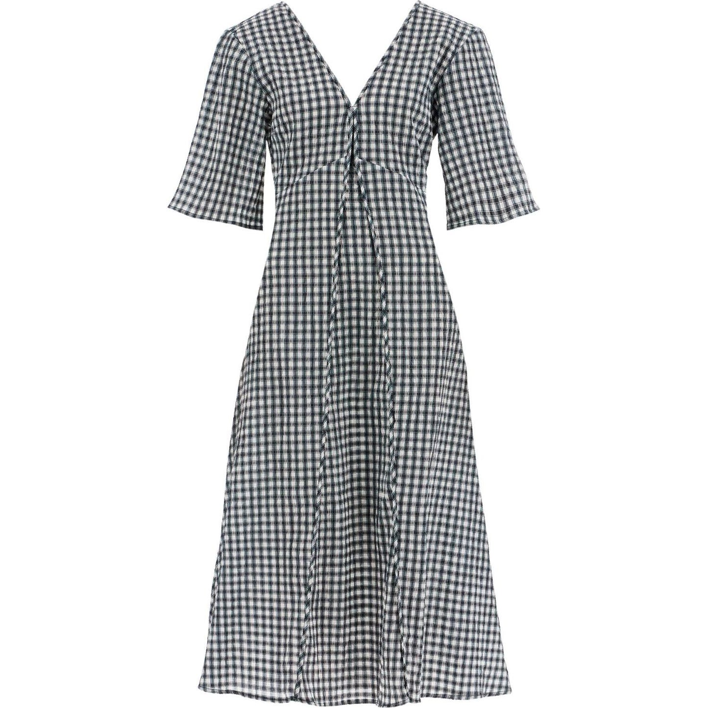 Ganni midi seersucker check dress Dresses Ganni