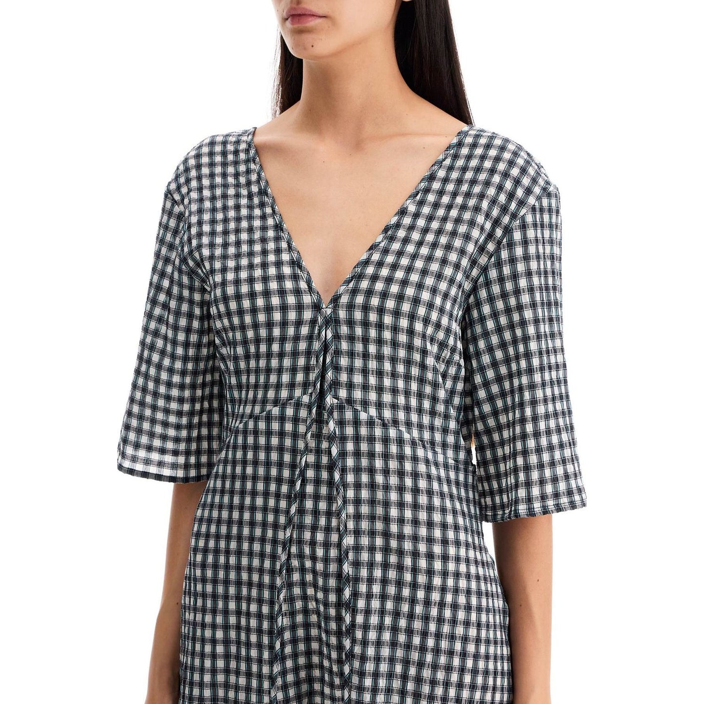 Ganni midi seersucker check dress Dresses Ganni