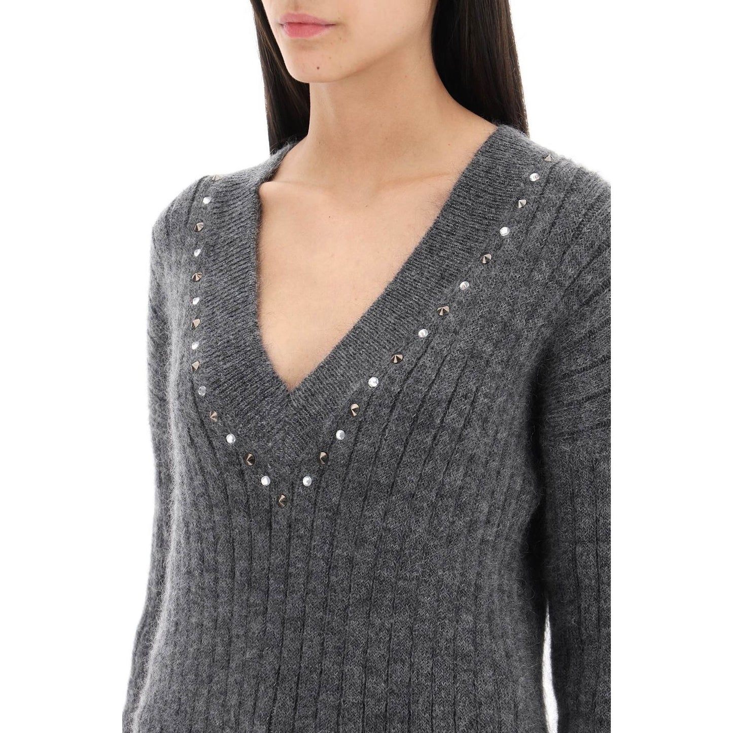 Alessandra Rich wool knit sweater with studs and crystals Knitwear Alessandra Rich