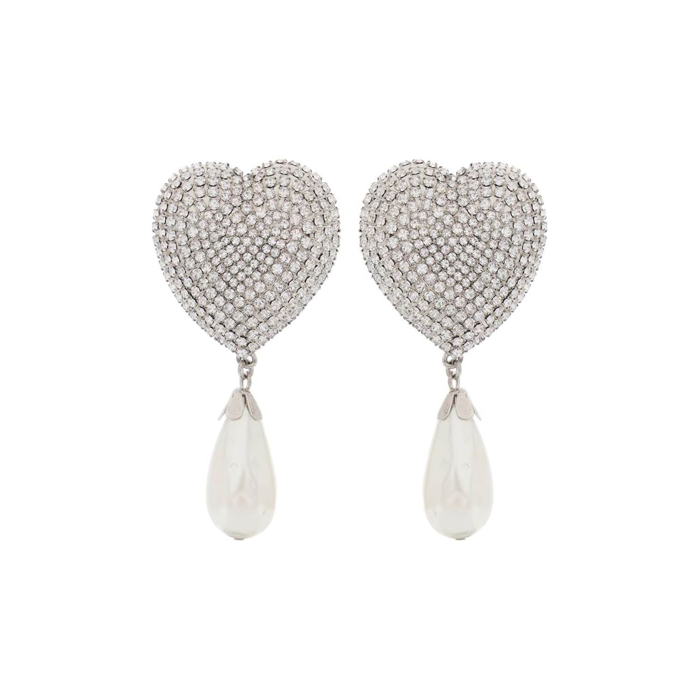 Alessandra Rich heart crystal earrings with pearls