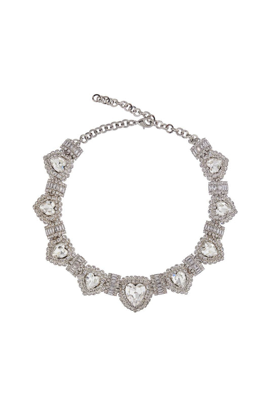 Alessandra Rich heart necklace in hypoallergenic silver crystal Jewellery Alessandra Rich