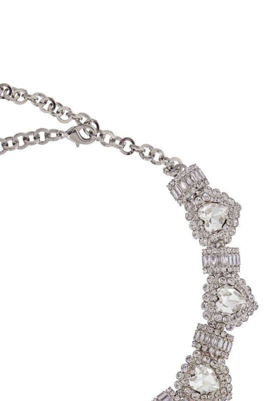 Alessandra Rich heart necklace in hypoallergenic silver crystal Jewellery Alessandra Rich