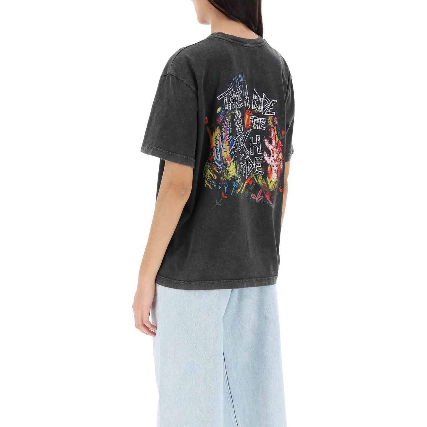 Alessandra Rich oversized t-shirt with print and rhinestones Topwear Alessandra Rich