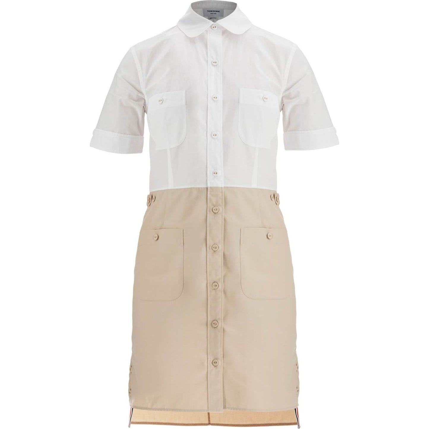 Thom Browne khaki typewriter cloth dress with striped logo Dresses Thom Browne