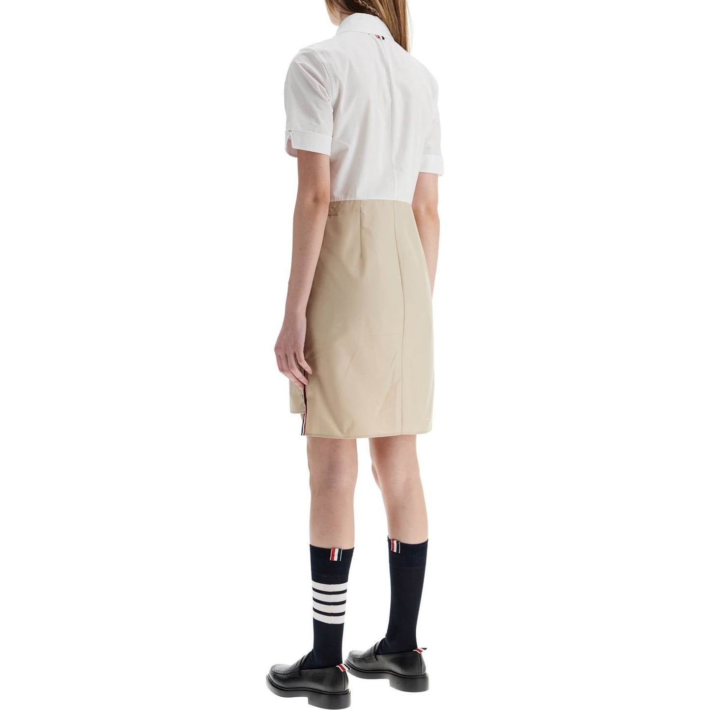 Thom Browne khaki typewriter cloth dress with striped logo Dresses Thom Browne