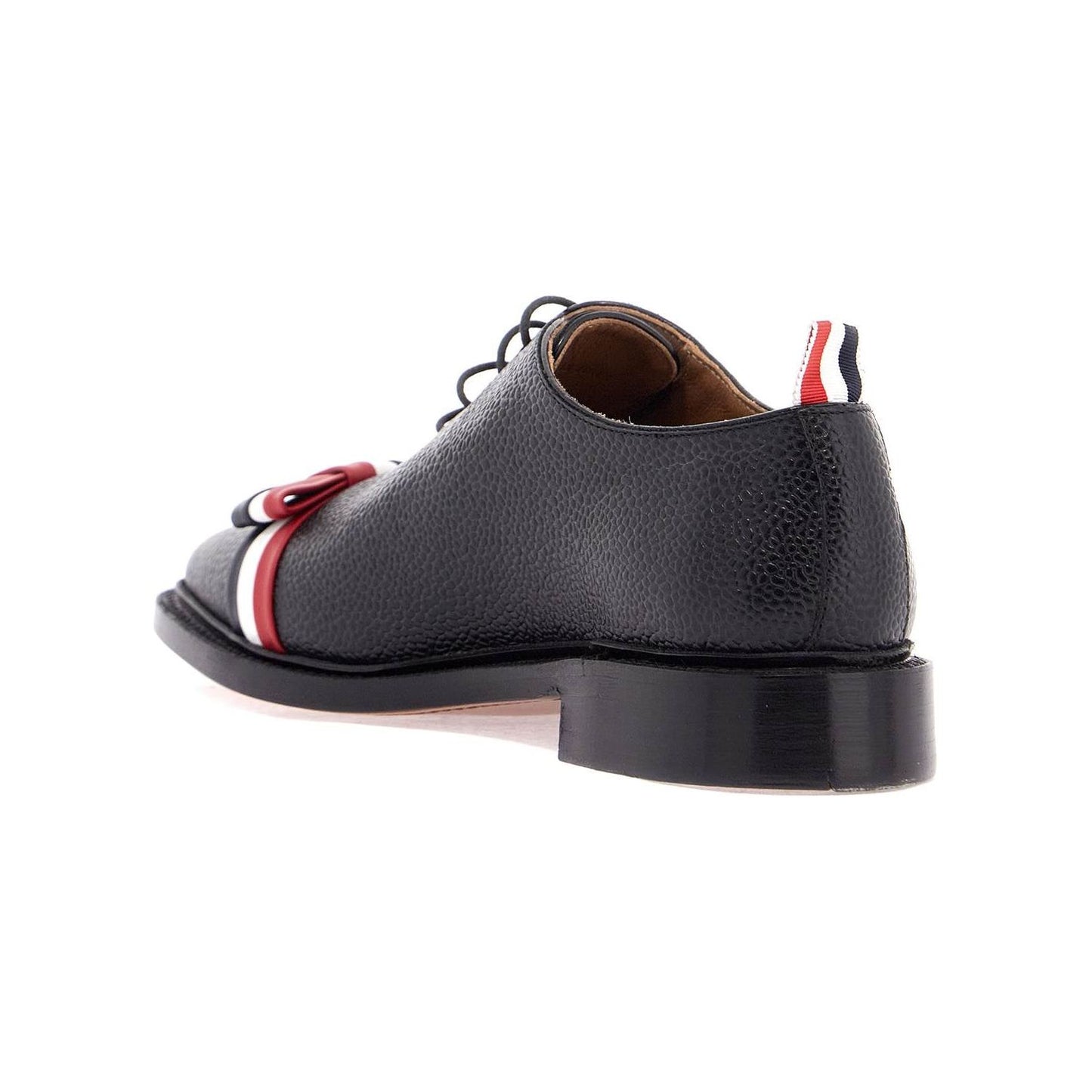 Thom Browne elegant wholecut shoes in black calfskin with rwb bow Lace-ups Thom Browne