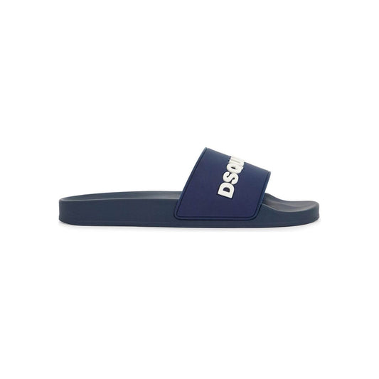 Dsquared2 navy blue polyurethane slippers with minimalist design and leather sole Sandals Dsquared2