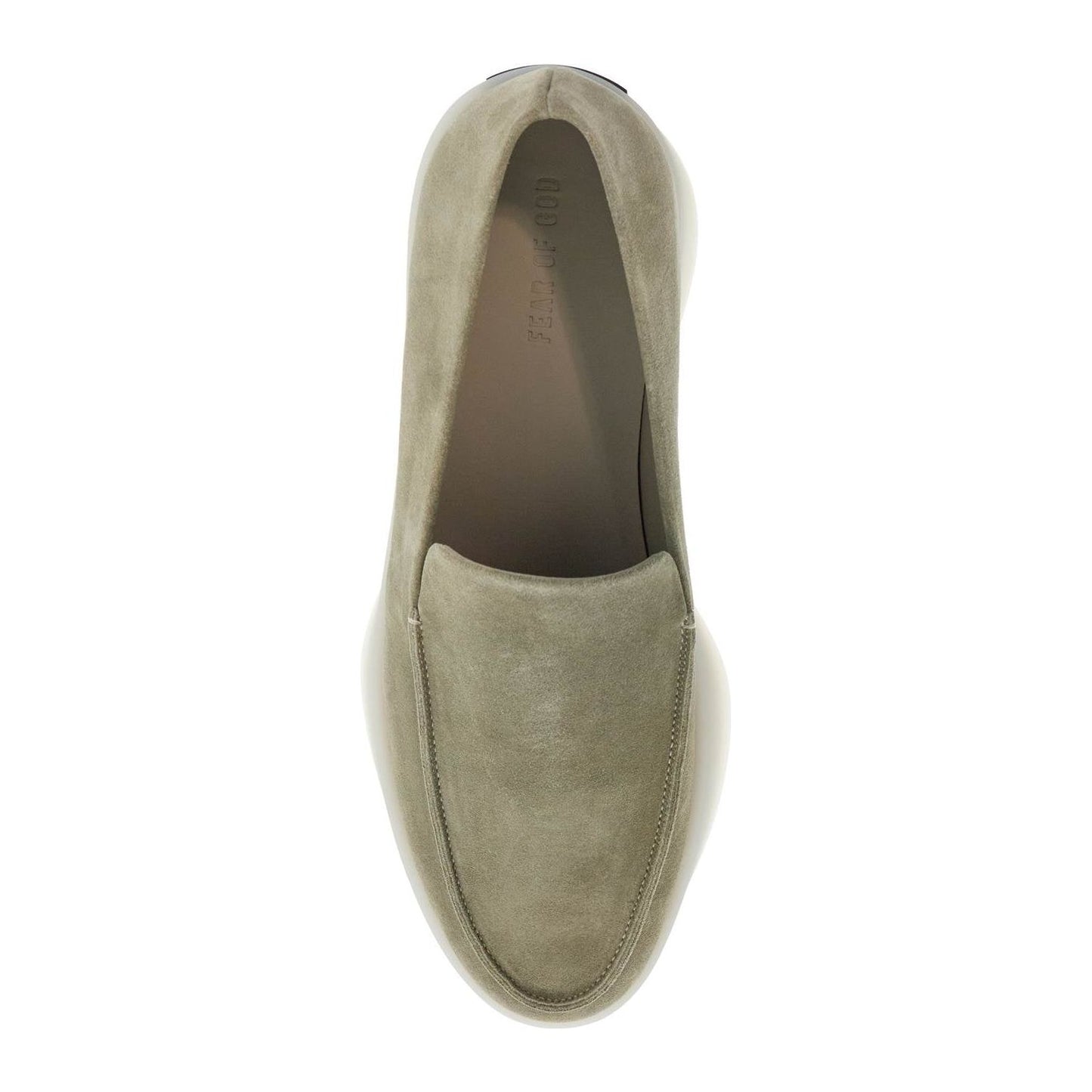 Fear Of God minimalist suede loafer in sage green with rubber sole Loafers Fear Of God