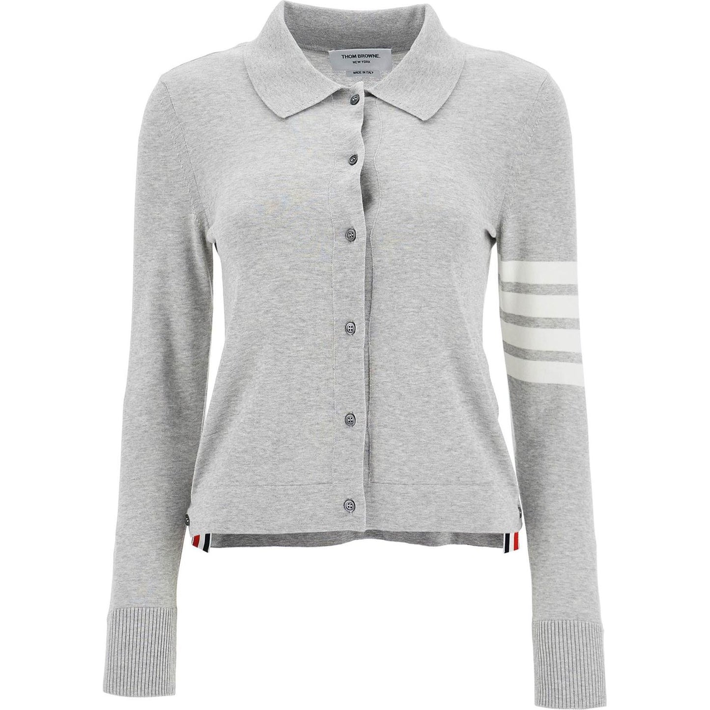 Thom Browne light grey cotton shirt with 4 stripes Topwear Thom Browne