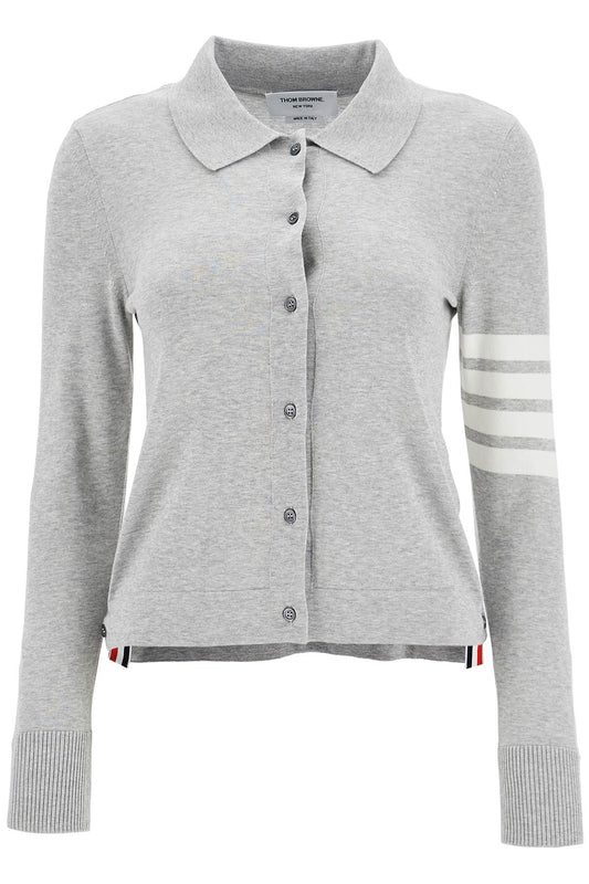 Thom Browne light grey cotton shirt with 4 stripes Topwear Thom Browne