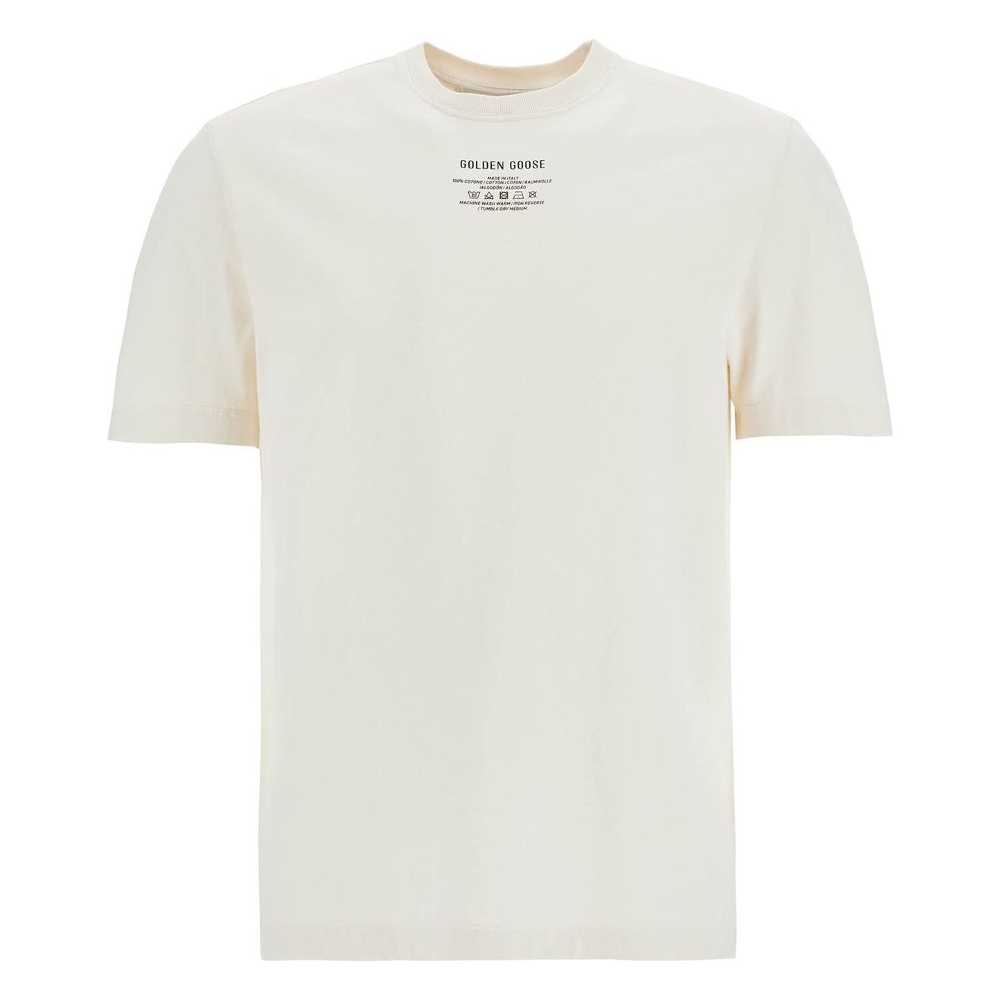 Golden Goose men's organic cotton white t-shirt with printed logo Topwear Golden Goose