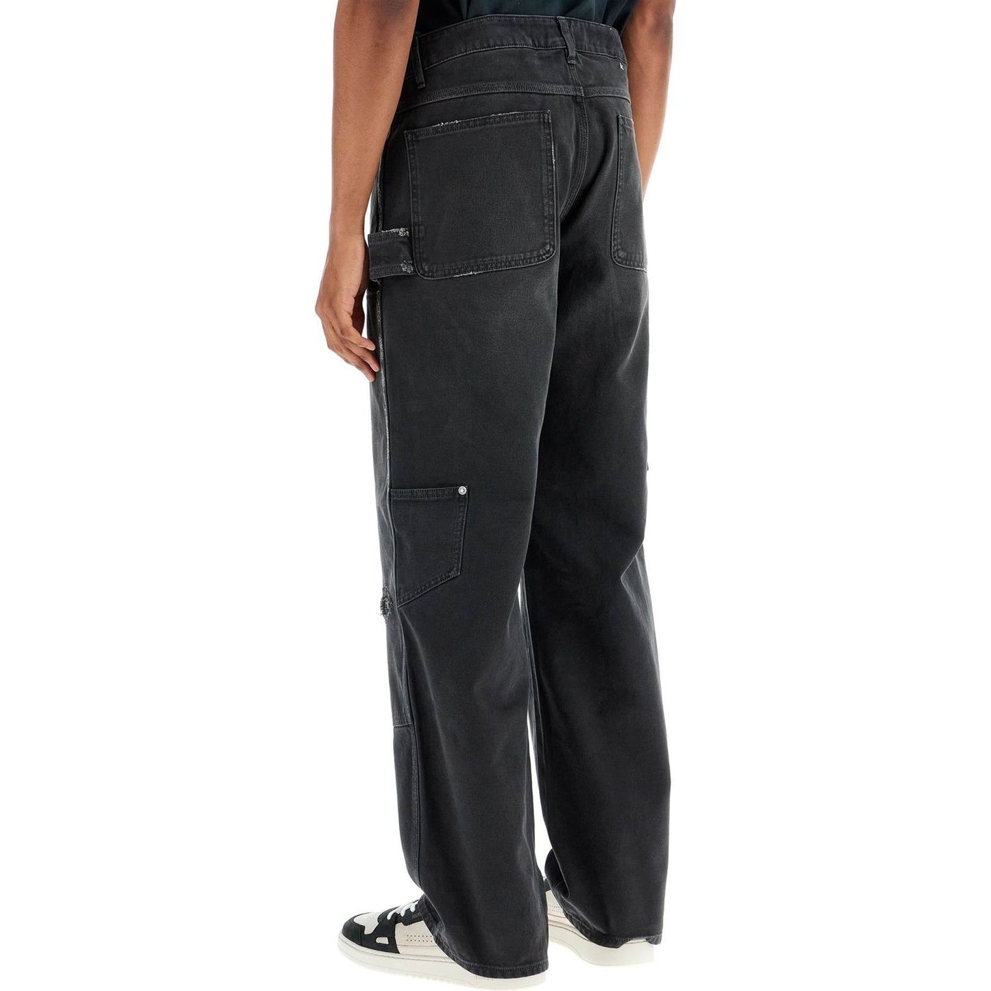 Golden Goose painter pants in black cotton destroyed effect journey Trousers Golden Goose