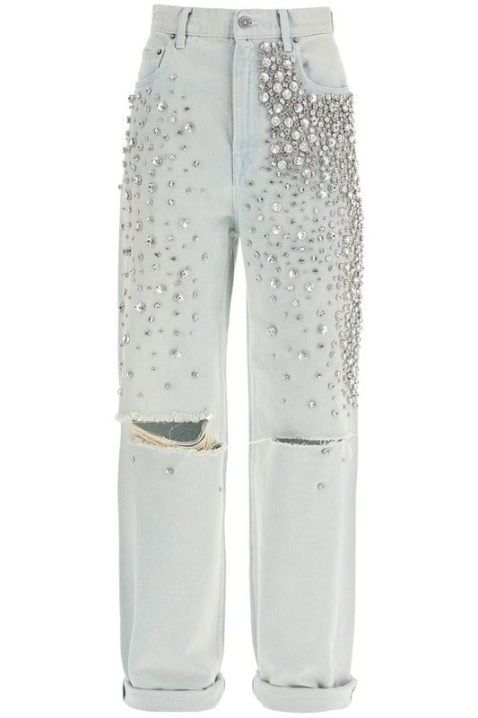 Golden Goose light blue cotton jeans with crystal stones Jeans Golden Goose