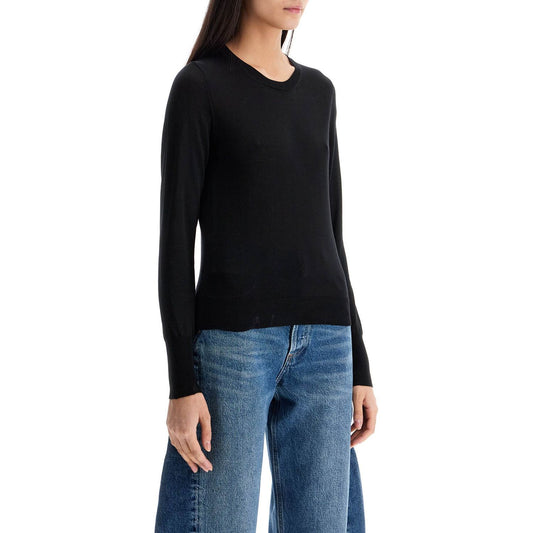 Golden Goose black merino wool sweater with golden applications for women Knitwear Golden Goose