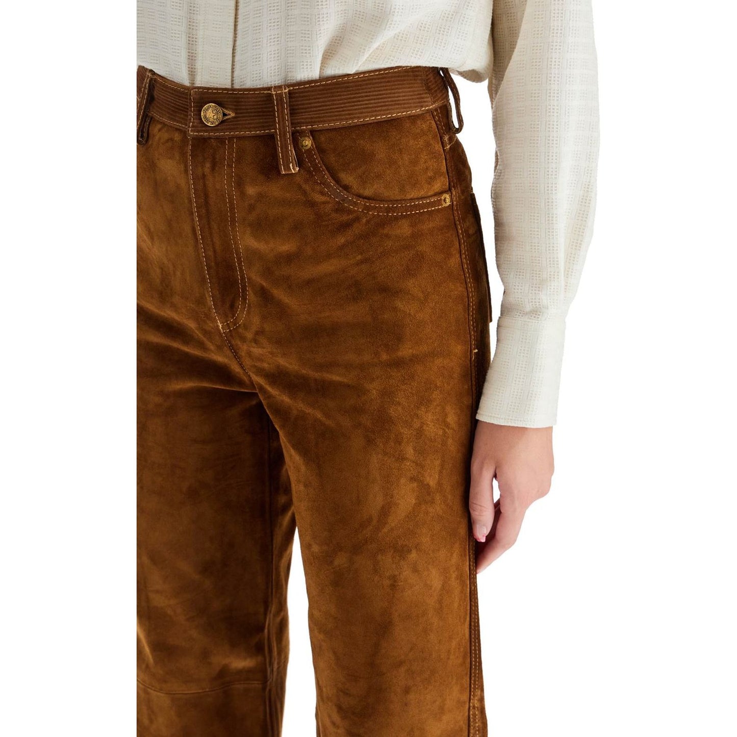 Golden Goose suede leather pants for men Trousers Golden Goose