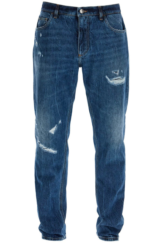 Dolce & Gabbana distressed denim loose fit jeans for men