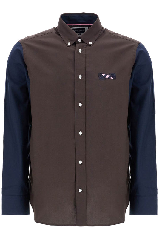 EDEN PARK men's brown and blue patterned long sleeve cotton shirt Shirts EDEN PARK