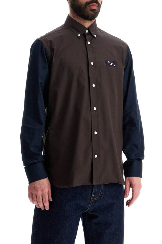 EDEN PARK men's brown and blue patterned long sleeve cotton shirt Shirts EDEN PARK