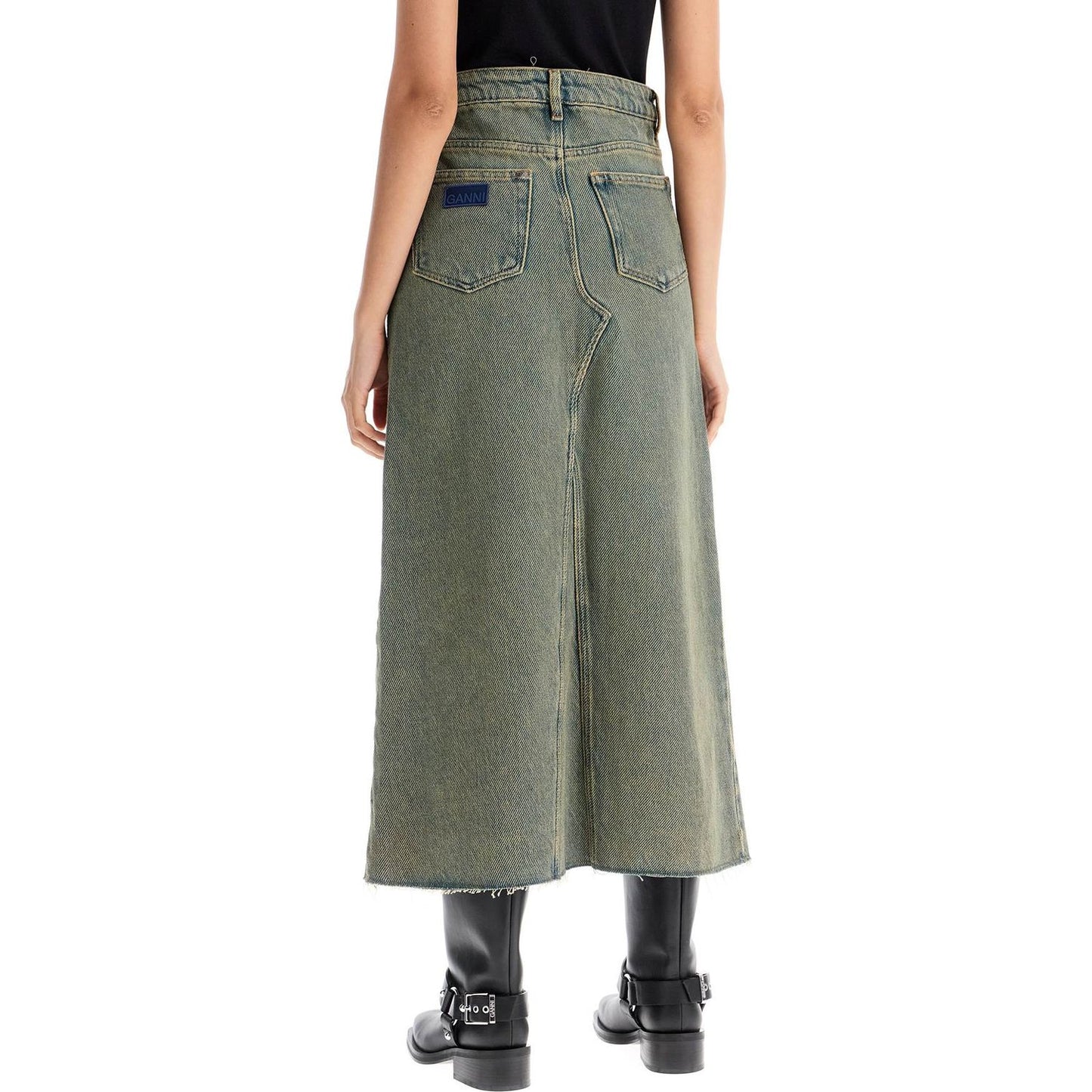 Ganni long overdyed denim maxi skirt Skirts Ganni