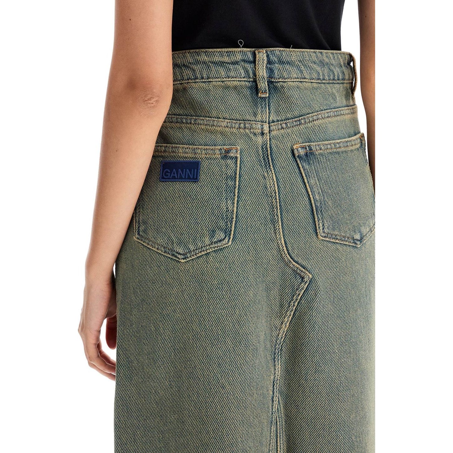 Ganni long overdyed denim maxi skirt Skirts Ganni