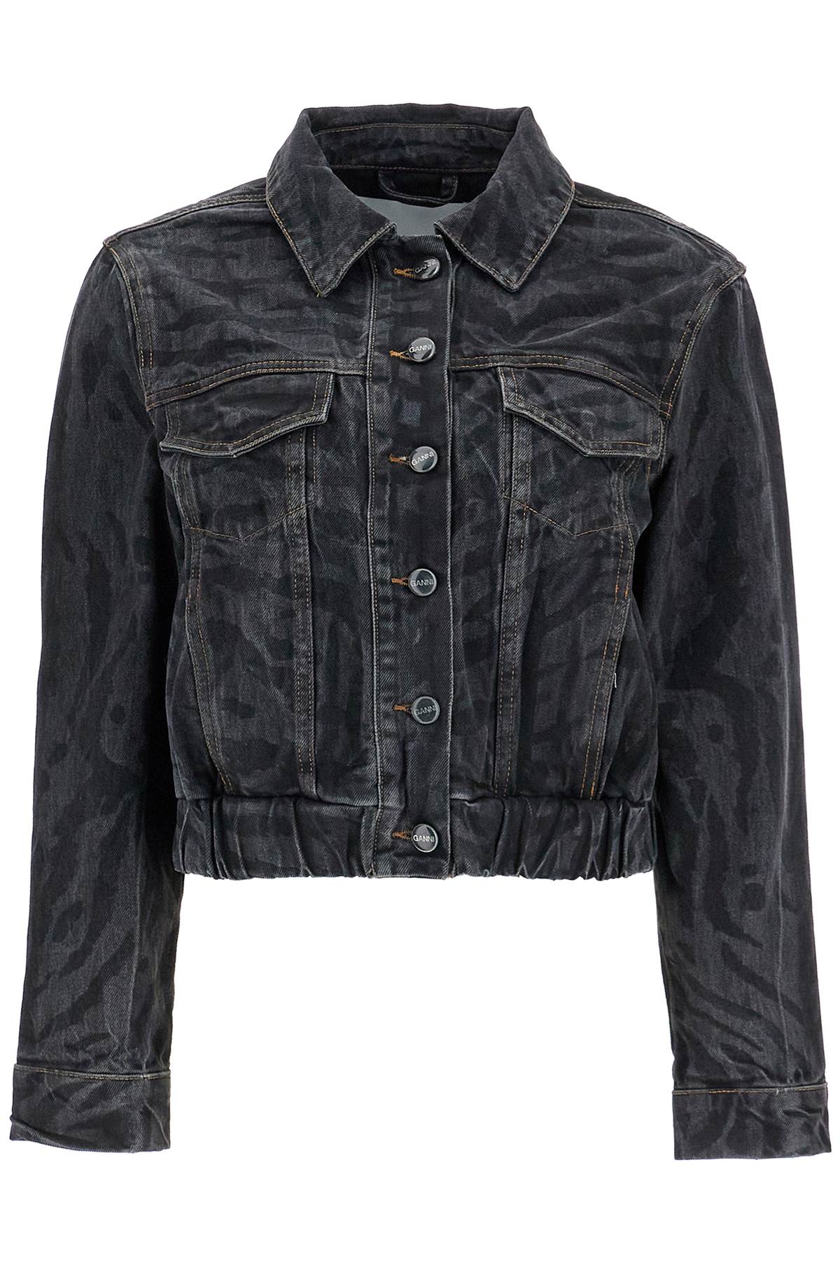 Ganni cut\n\nshort denim jacket with laser-cut Jackets Ganni