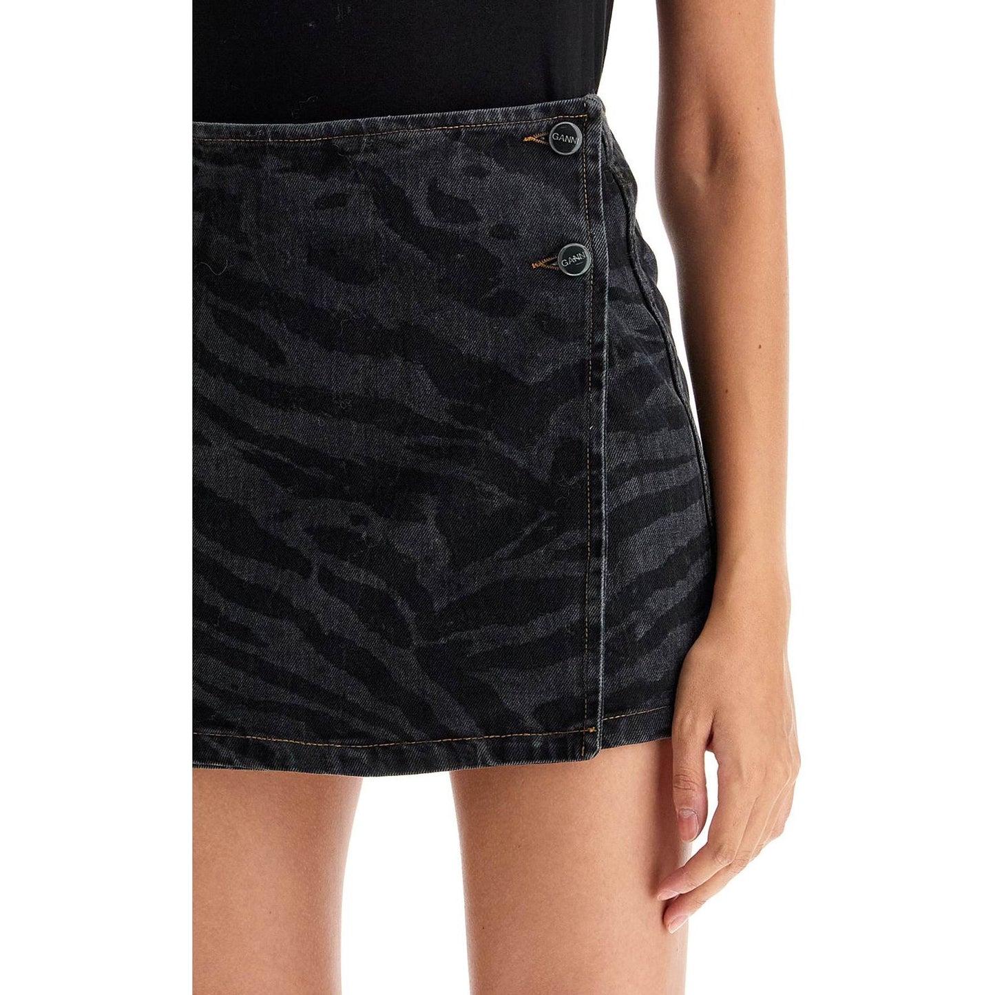 Ganni cut  denim laser-cut mini Skirts Ganni